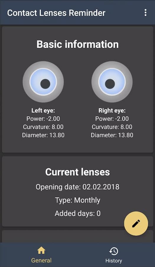 Contact Lenses Reminder Application