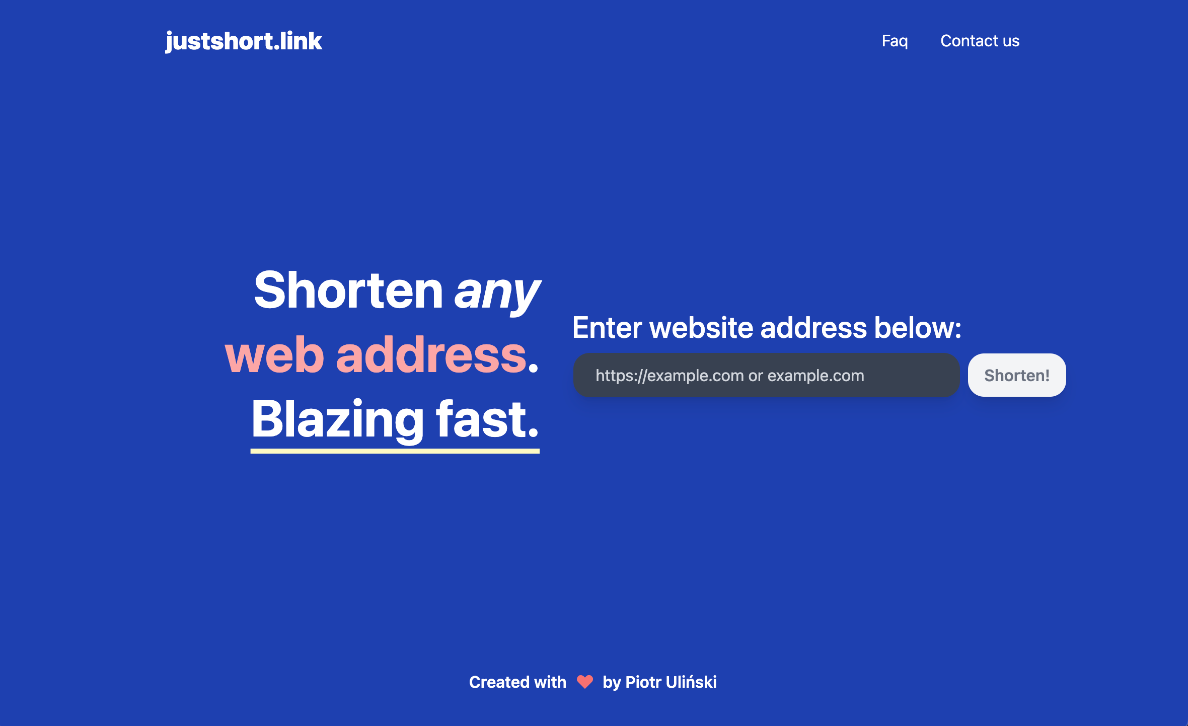 justshort.link website